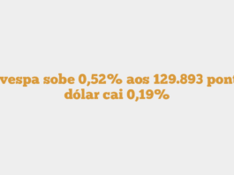 Ibovespa sobe 0,52% aos 129.893 pontos; dólar cai 0,19%